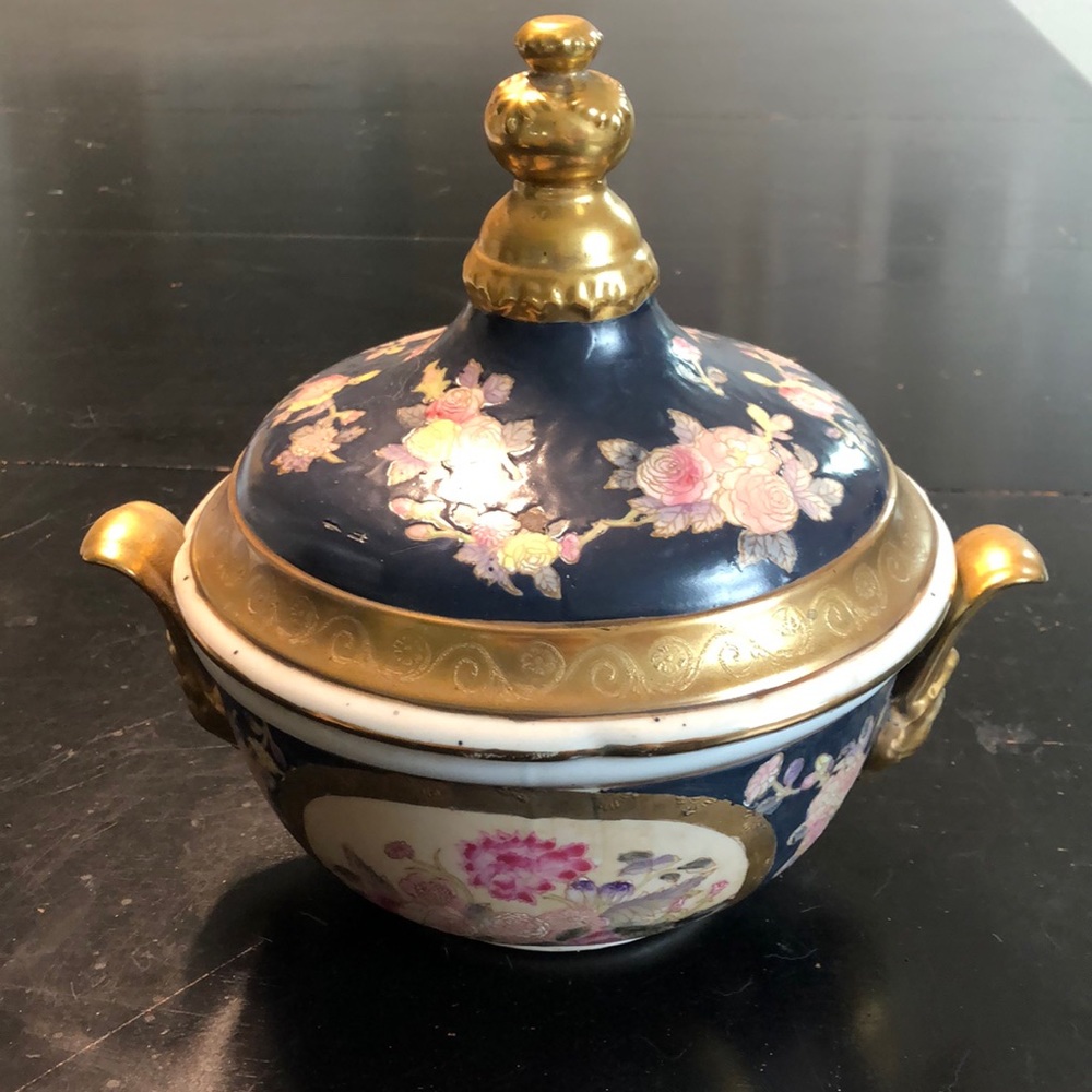 Vintage HPF Macau porcelain floral print bowl.